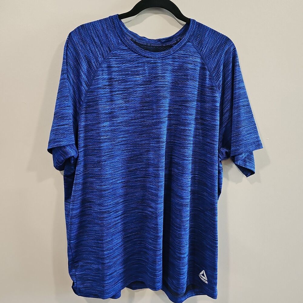 Reebok Mens Performance T-Shirt Blue Crew Neck Short Sleeve 2XL